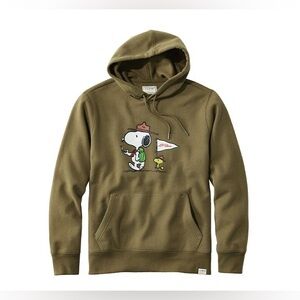 LL Bean Peanuts Hoodie Adult Size XS Green Snoopy Woodstock Hiking Sweatshirt